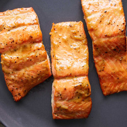 Roasted Salmon Glazed With Brown Sugar And Mustard