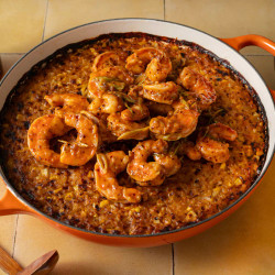 Garlic Chili Crunch Shrimp &amp; Crispy Corn Rice