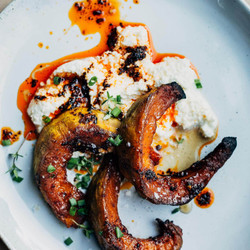 Maple-roasted Kabocha Squash Wedges With Ricotta And Chile Oil