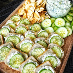 Cream Cheese Cucumber Sandwiches With Creamy Spinach Dip