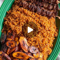 Oven-baked Jollof Rice! With Beef Suya And Plantain
