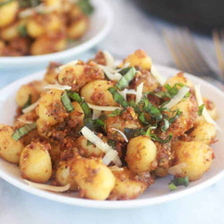 Crispy Gnocchi With Pistachio Pesto.