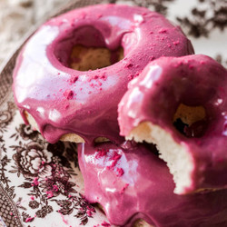 High Altitude Baked Blueberry Doughnuts