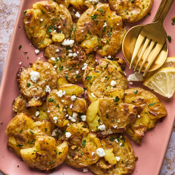 Crispy Greek Style Lemony Smashed Potatoes
