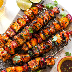 Chili-lime Tofu And Peach Skewers
