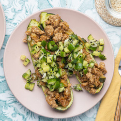 Teriyaki Pork Zucchini Boats