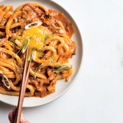 Kimchi Udon With Scallions