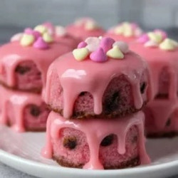 Pink Chocolate Chip Cookie Dough Brownie Bites