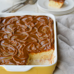 Tres Leches Cake With Dulce De Leche Glaze