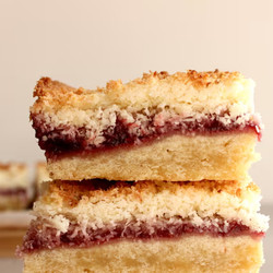 Vegan coconut jam slice