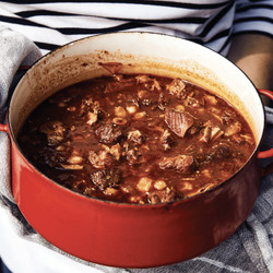 Pork And Red Chili Pozole With Cabbage