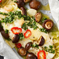 Sea Bass En Papillote With Watercress Chimichurri