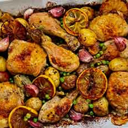 Lemon Roasted Spring Chicken And Potato Traybake