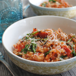 Tomato, Sausage And Spinach Risotto