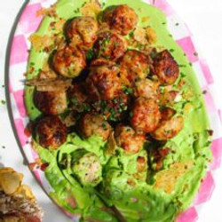 Chicken Caesar Meatballs With Green Goddess Caesar Sauce