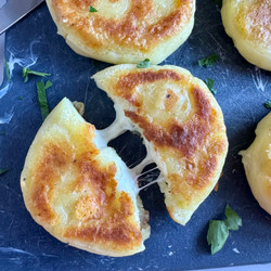 Cheesy Stuffed Potato Cakes (2 Ingredients)