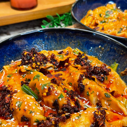 One Pan Baked Dumplings