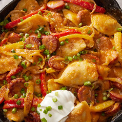 Cheesy Pierogi &amp; Kielbasa Skillet