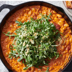 Creamy, Spicy Tomato Beans And Greens
