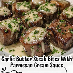 Garlic Butter Steak Bites with Parmesan Cream
Sauce