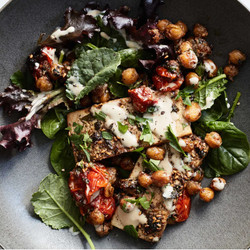 Za’atar Roasted Tofu With Chickpeas, Tomatoes and Lemony Tahini
Za'atar Roasted Tofu with Chickpeas, Tomatoes &amp; Tahini - NYT