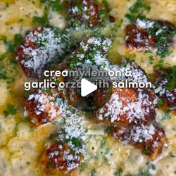 One-pan Creamy Lemon &amp; Garlic Salmon Orzo