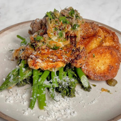 Ultimate Roast Potatoes With Pan-roasted Chicken Thighs And Garlic Greens mains