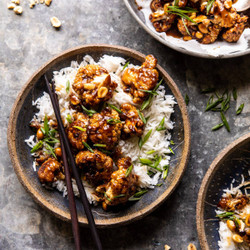 Extra Sticky Kung Pao Cauliflower.