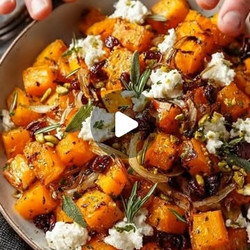 Roasted Butternut Squash With Cranberries, Goat Cheese &amp; Shallots