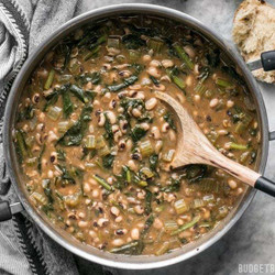 Slow Simmered Black Eye Peas And Greens