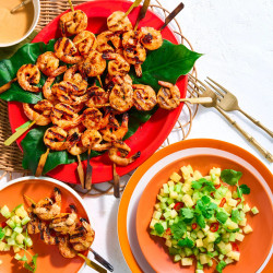 Clarissa’s Red Curry Prawn Skewers With Pineapple And Cucumber Salad
