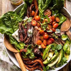 Sweet Potato Fry Steak Salad With Blue Cheese Butter