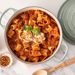 Creamy Burrata Bolognese With Crispy Garlic Breadcrumbs
