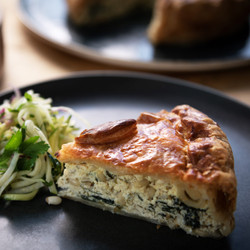 Maltese Ricotta Pie With Spinach &amp; Pine Nuts And Kohlrabi Slaw