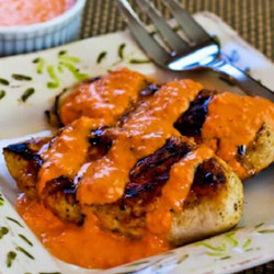 Grilled Garlic Chicken w/ Roasted Red Pepper Aioli