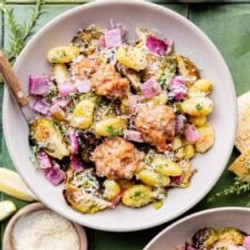Lemon Parmesan Gnocchi Sausage Skillet