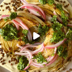 Roasted Cabbage &amp; Whipped Tofu, With Crispy Lentils And Cilantro