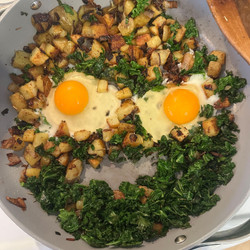 Breakfast Potatoes, Kale, and Egg