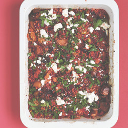 Butter Roasted Harissa Leeks And Beetroot With Bulgur Wheat And Feta
