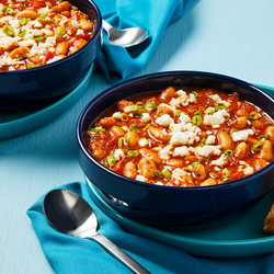White Bean Tomato Stew With Feta &amp; Garlic Toasts