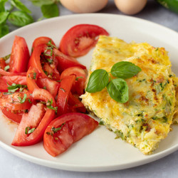 Zucchini Frittata With Tomato Basil Salad