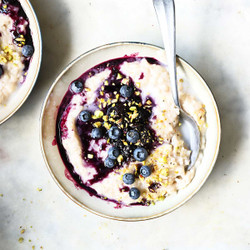 Coconut Rice Pudding With Ginger Blueberries