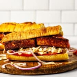 Cajun Blackened Tofu Sandwich With Sriracha Coleslaw
