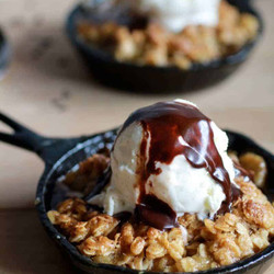 Oatmeal Cookie Banana Crisp With Chocolate Kahlua Sauce