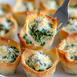 Quick Spinach Wonton Cups