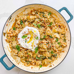 One-pot Baked Orzo With Artichokes &amp; Chickpeas