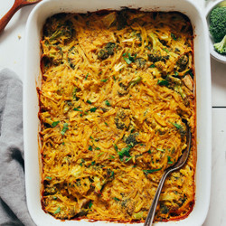 Cheesy Broccoli Hashbrown Bake (oil-free)