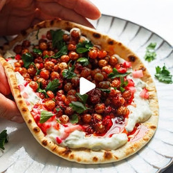 Harissa Chickpea + Tzatziki Flatbreads