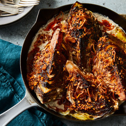 Cashew Milk–braised Cabbage With Crunchy Chile Oil