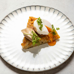 Brown Butter Potato Rosti, Poached Free Range Egg, Mushroom Ketchup
